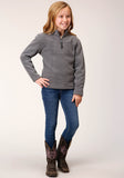 Roper Girls Heathered Charcoal Micro Polar Fleece Pullover - Roper