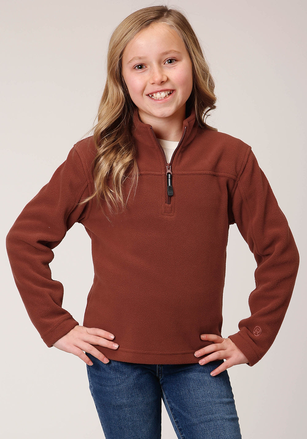 Roper Girls Sienna Rust Micro Polar Fleece Pullover - Roper