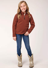 Roper Girls Sienna Rust Micro Polar Fleece Pullover - Roper - Flyclothing LLC