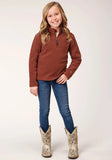 Roper Girls Sienna Rust Micro Polar Fleece Pullover - Roper