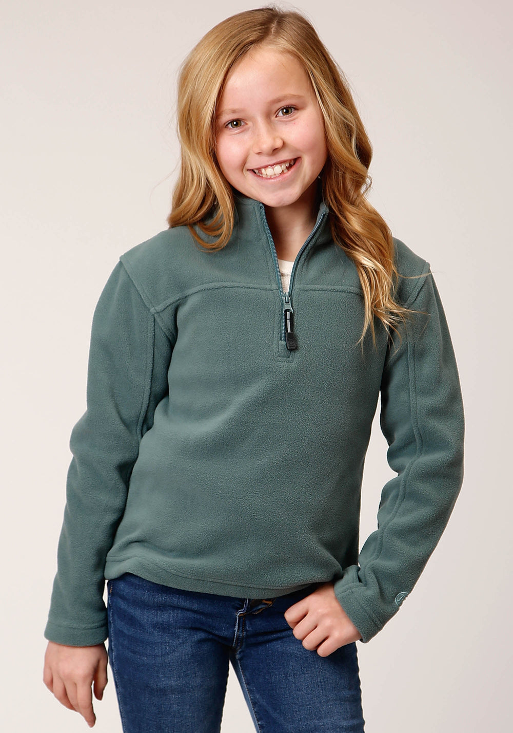 Roper Girls Misty Green Micro Polar Fleece Pullover - Roper
