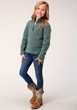 Roper Girls Misty Green Micro Polar Fleece Pullover - Roper