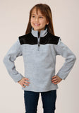 Roper Girls Hthr Grey Micro Polar Fleece Pullover - Roper