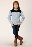 Roper Girls Hthr Grey Micro Polar Fleece Pullover - Roper