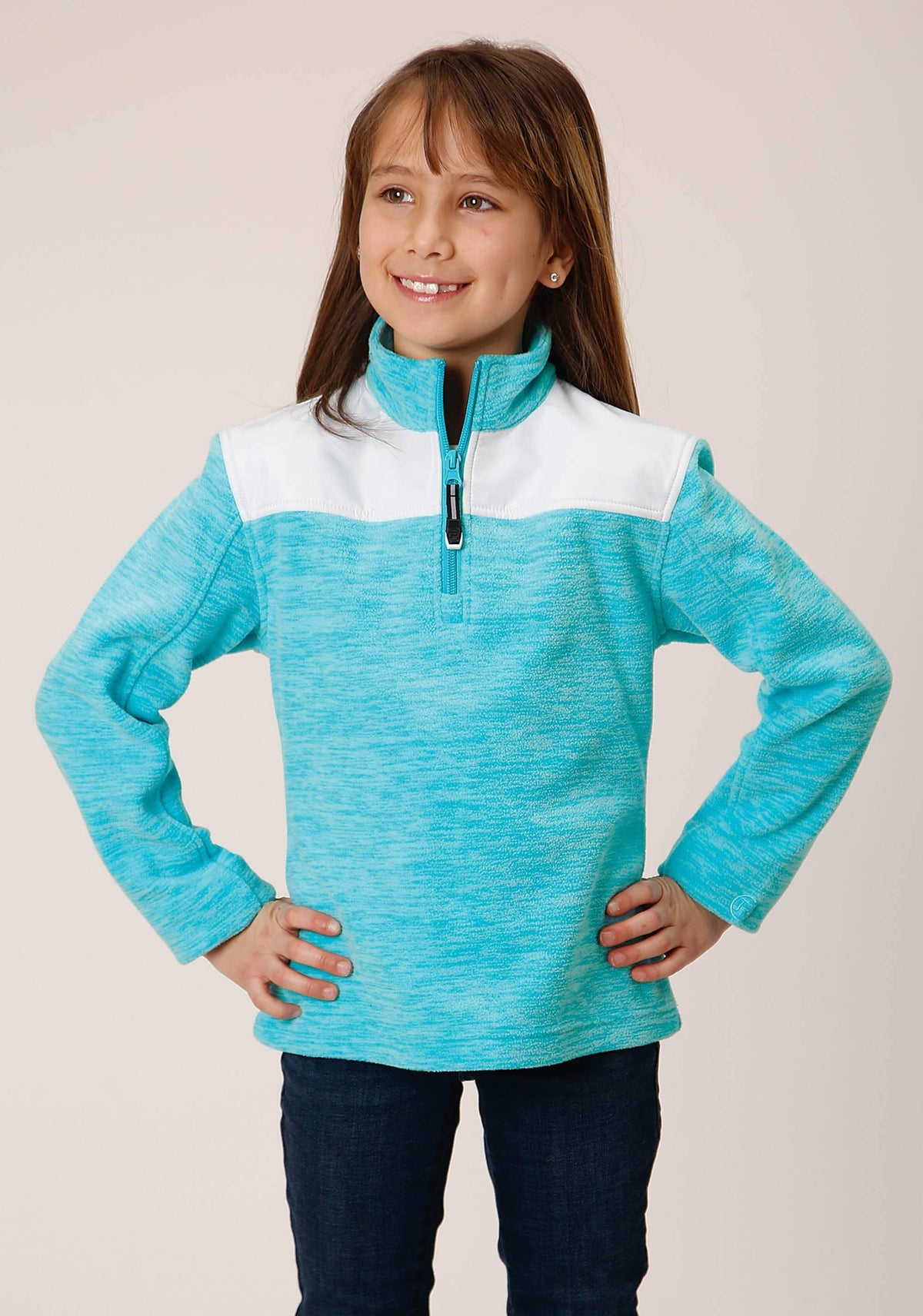 Roper Girls Hthr Turq Micro Polar Fleece Pullover - Flyclothing LLC