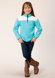 Roper Girls Hthr Turq Micro Polar Fleece Pullover - Roper