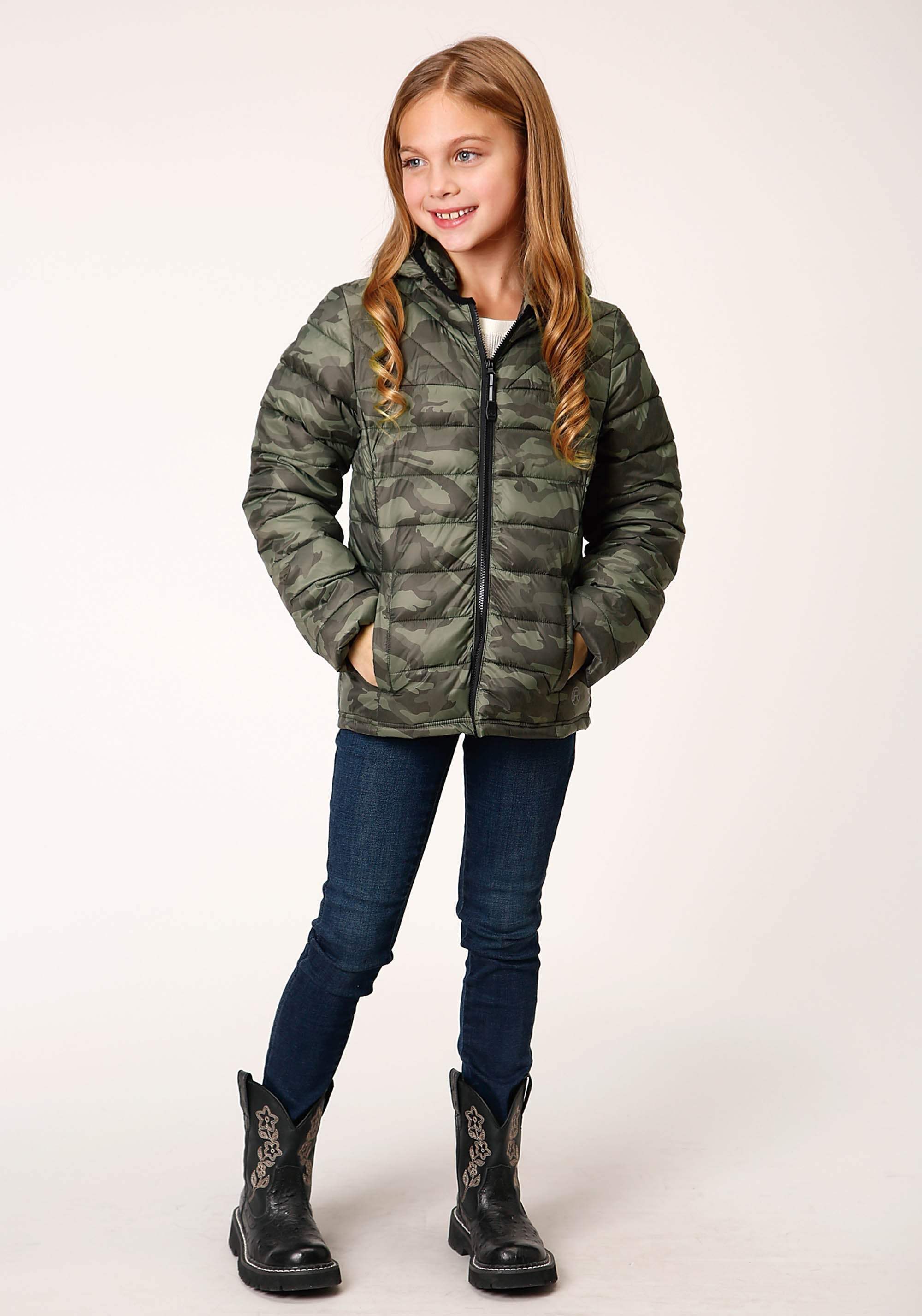Roper Girls Parachute Camo Hooded Down Jacket - Roper - Flyclothing LLC