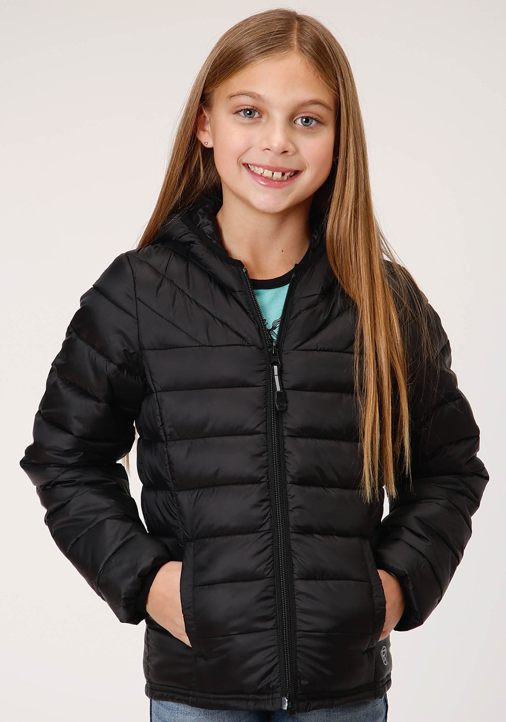 Roper Girls Black Crushable Poly Filled Down Jacket - Roper