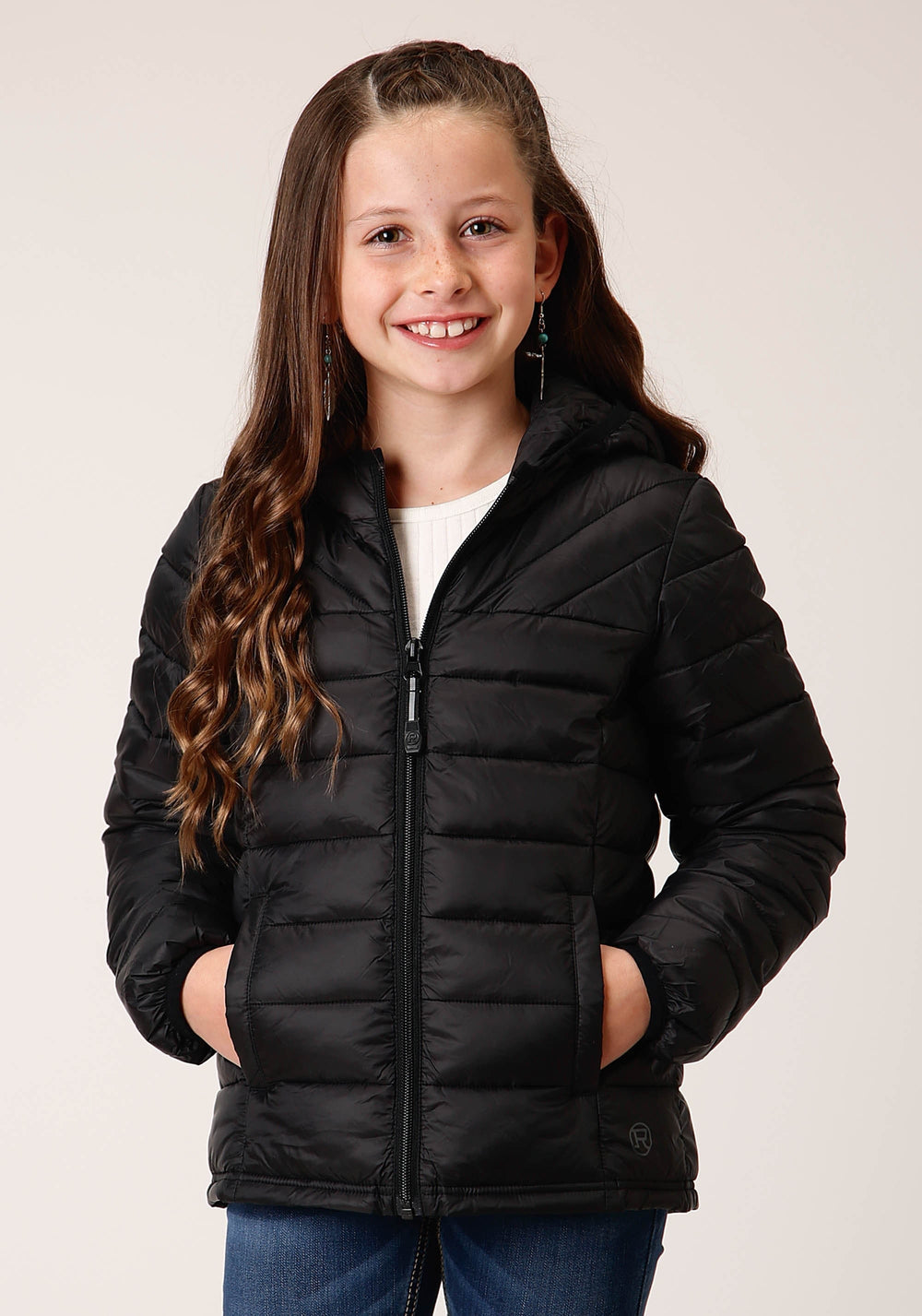 Roper Girls Black Nylon Parachute Down Jacket - Roper