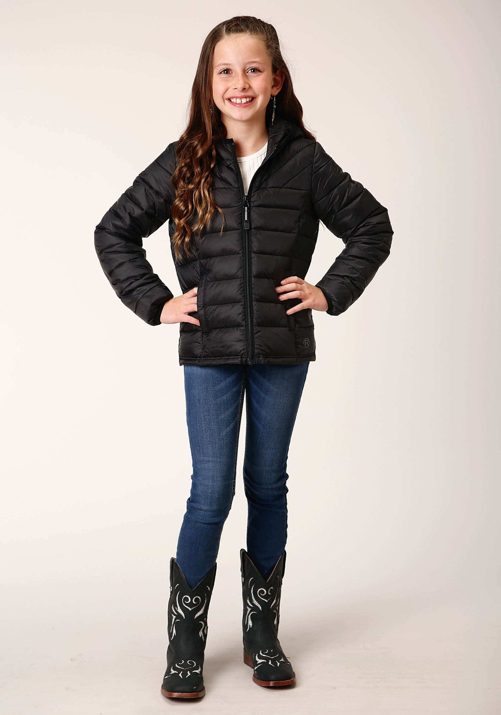 Roper Girls Black Nylon Parachute Down Jacket - Roper - Flyclothing LLC