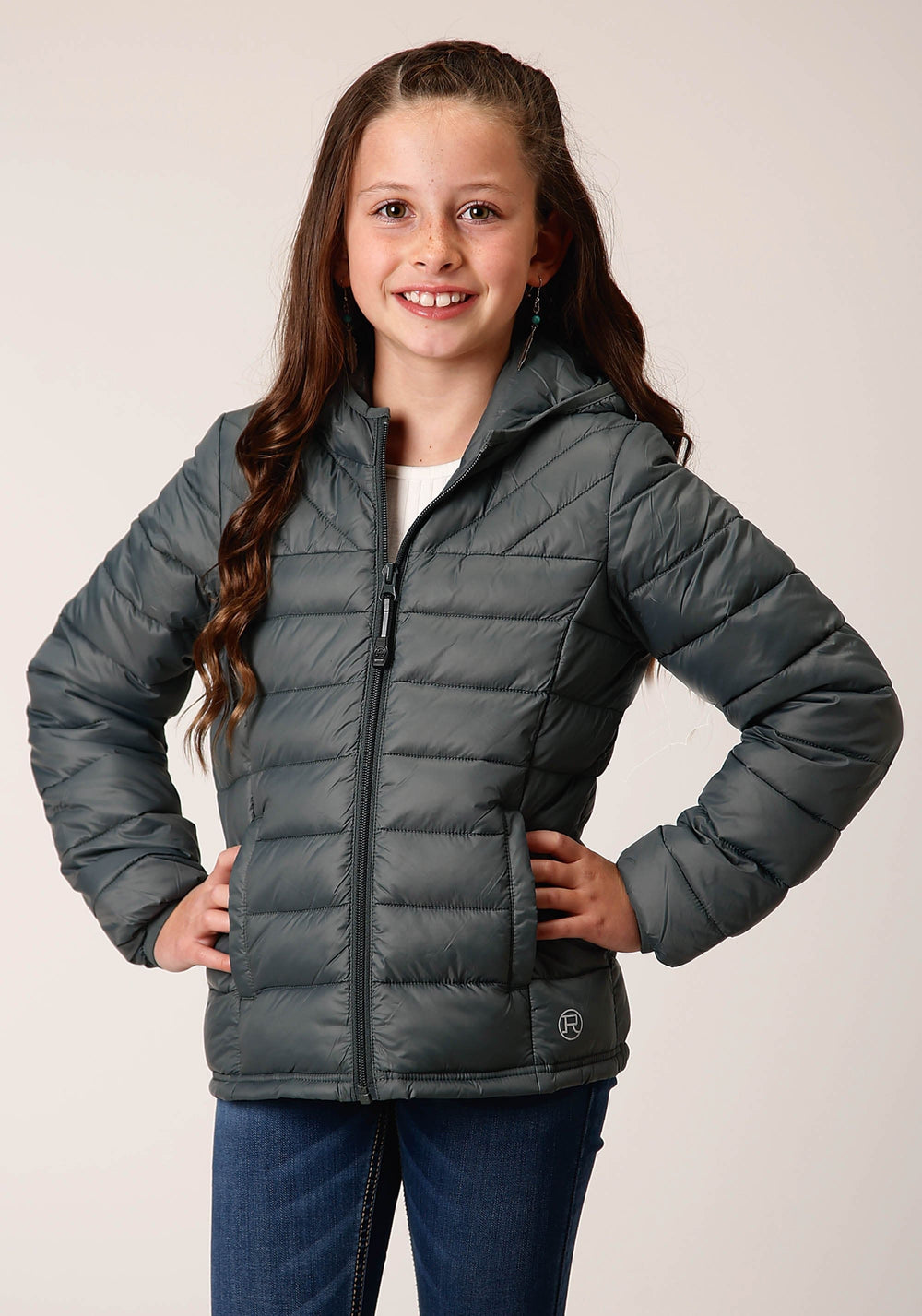 Roper Girls Silver Sage Nylon Parachute Down Jacket - Roper