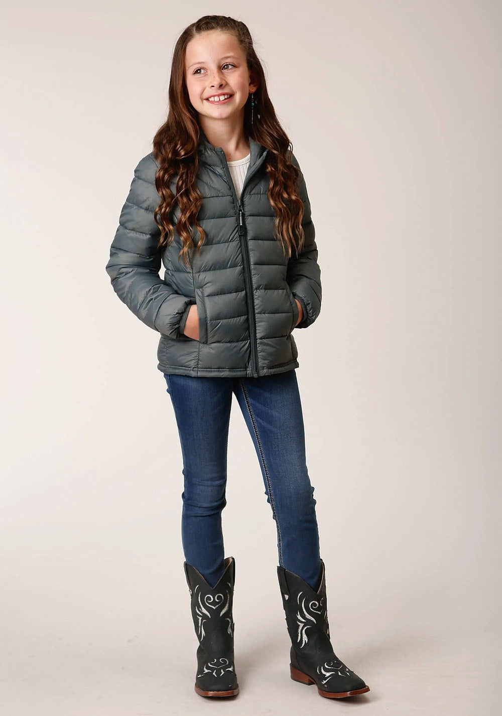 Roper Girls Silver Sage Nylon Parachute Down Jacket - Roper - Flyclothing LLC