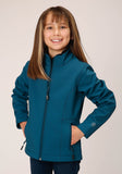 Roper Girls Deep Teal Grid Soft Shell Tech Jacket - Roper