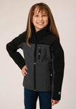 Roper Girls Grey Black Combo Soft Shell Tech Jacket - Roper