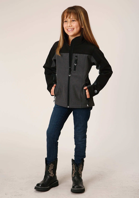Roper Girls Grey Black Combo Soft Shell Tech Jacket - Roper - Flyclothing LLC