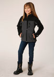 Roper Girls Grey Black Combo Soft Shell Tech Jacket - Roper