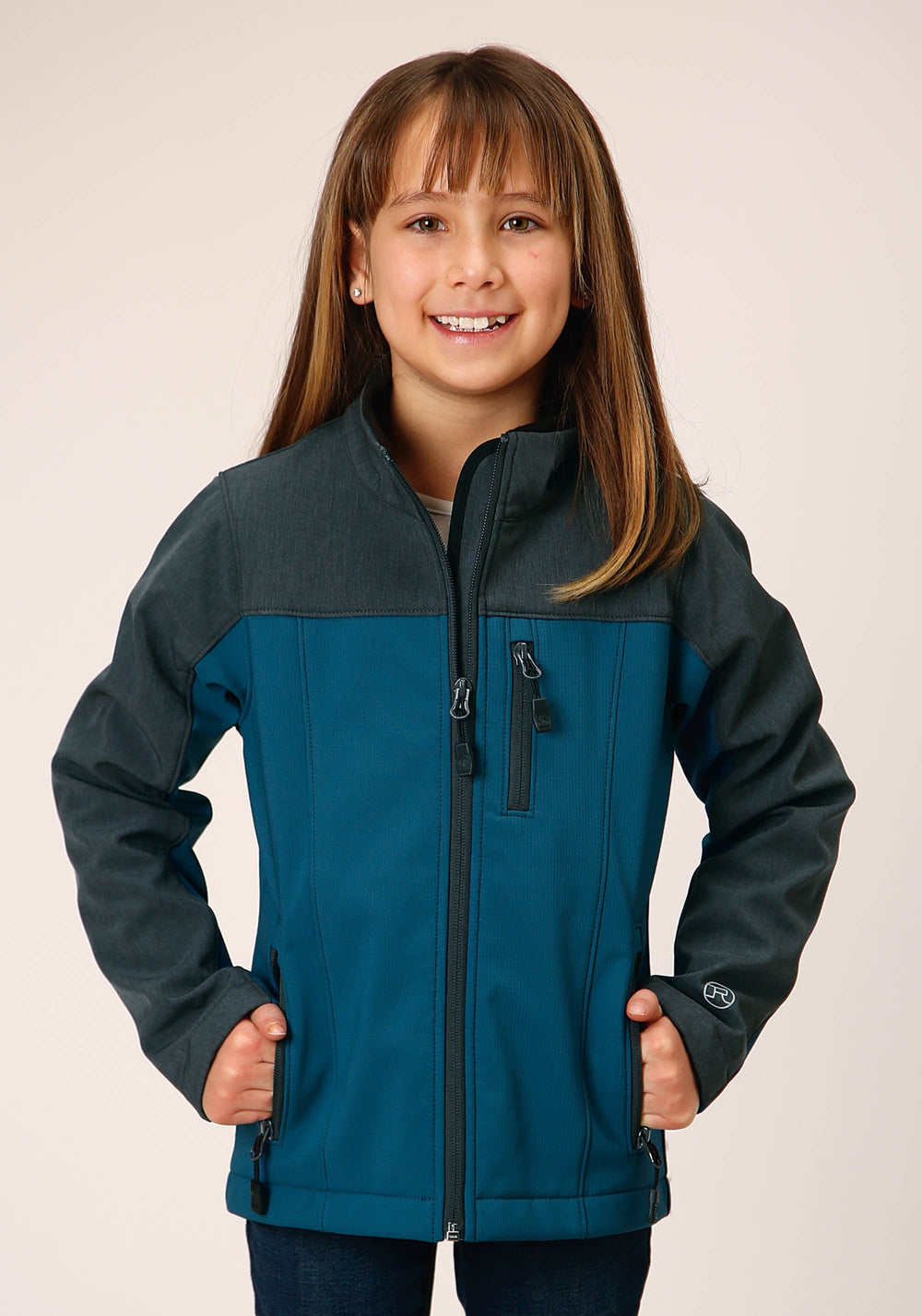 Roper Girls Grey Grey Combo Soft Shell Tech Jacket - Roper