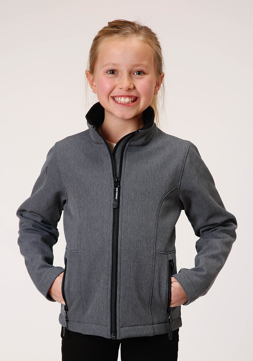 Roper Girls Heathered Grey Softshell Tech Jacket - Roper