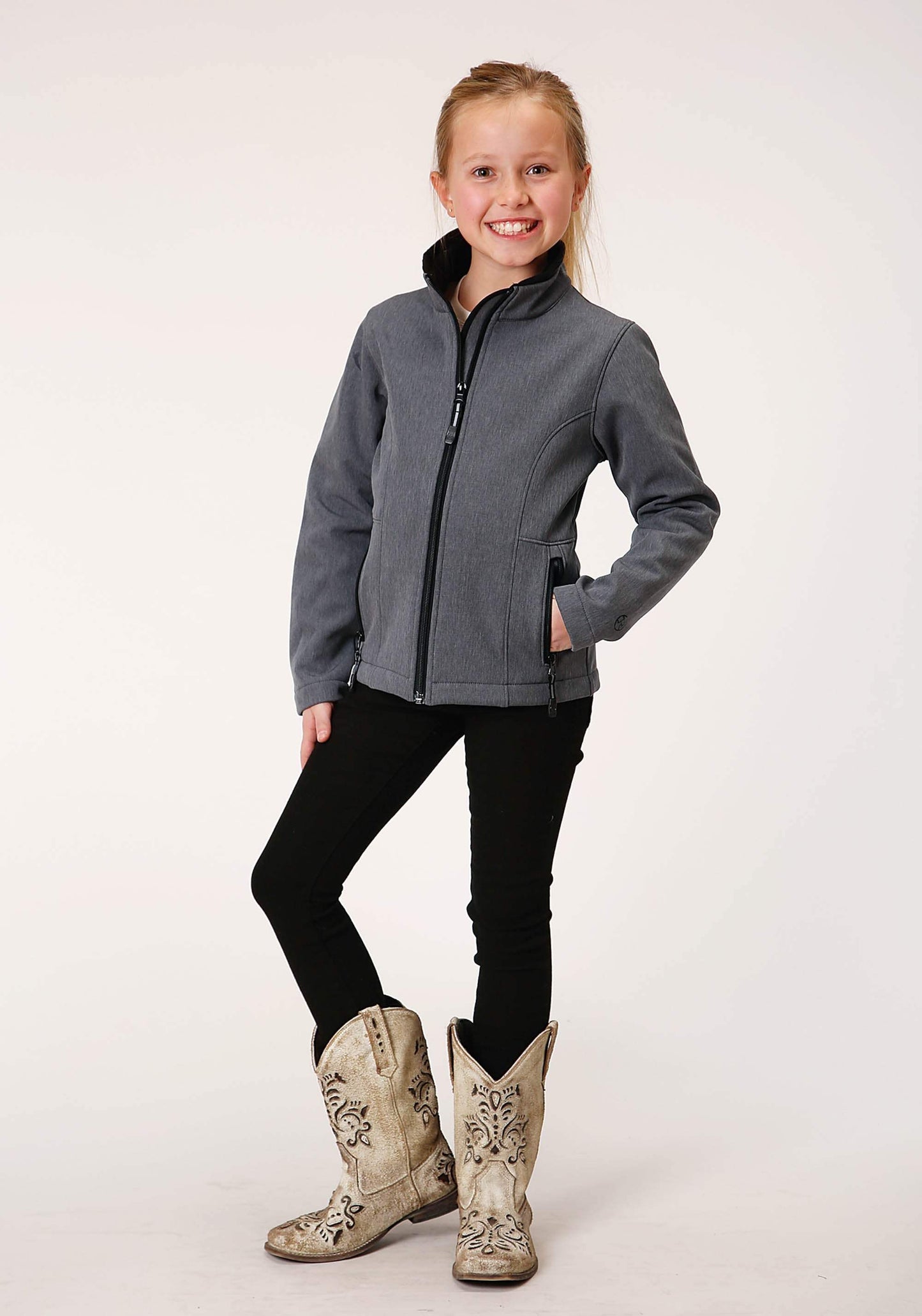 Roper Girls Heathered Grey Softshell Tech Jacket - Roper - Flyclothing LLC