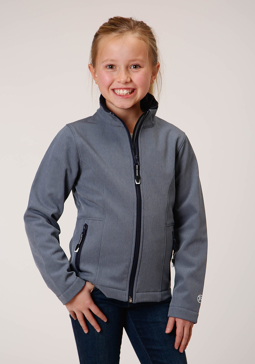 Roper Girls Heathered Blue Softshell Tech Jacket - Roper