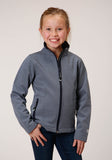 Roper Girls Heathered Blue Softshell Tech Jacket - Roper