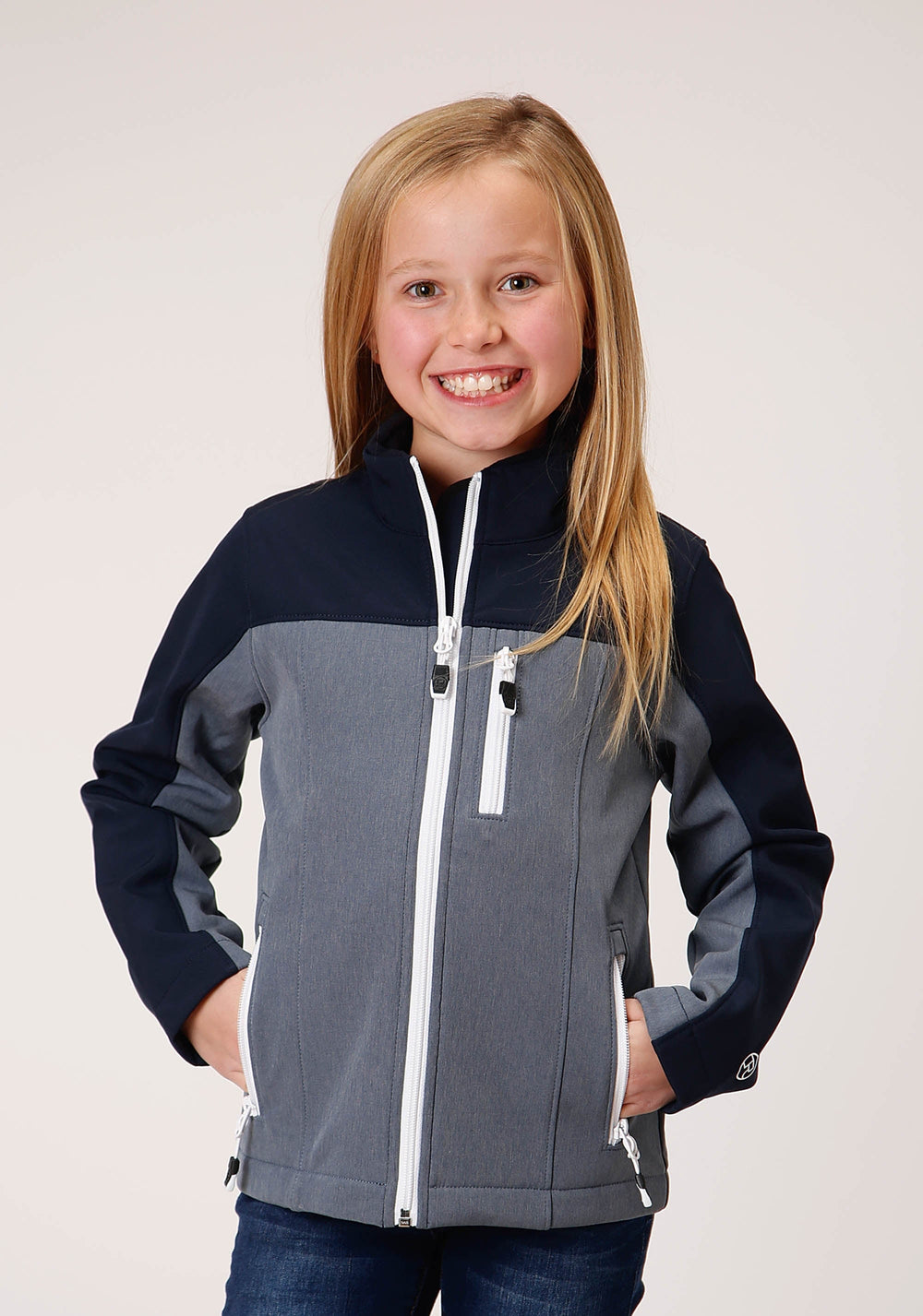 Roper Girls Pieced Navy Softshell Tech Jacket - Roper