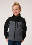 Roper Girls Pieced Grey Black Softshell Tech Jacket - Roper