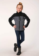 Roper Girls Pieced Grey Black Softshell Tech Jacket - Roper - Flyclothing LLC