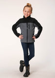 Roper Girls Pieced Grey Black Softshell Tech Jacket - Roper