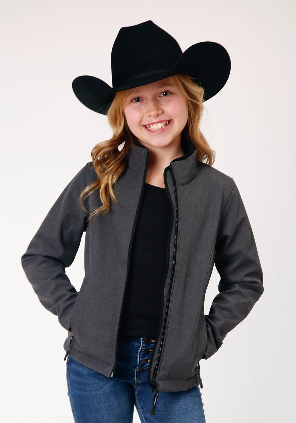Roper Girls Heather Grey Softshell Tech Jacket - Roper