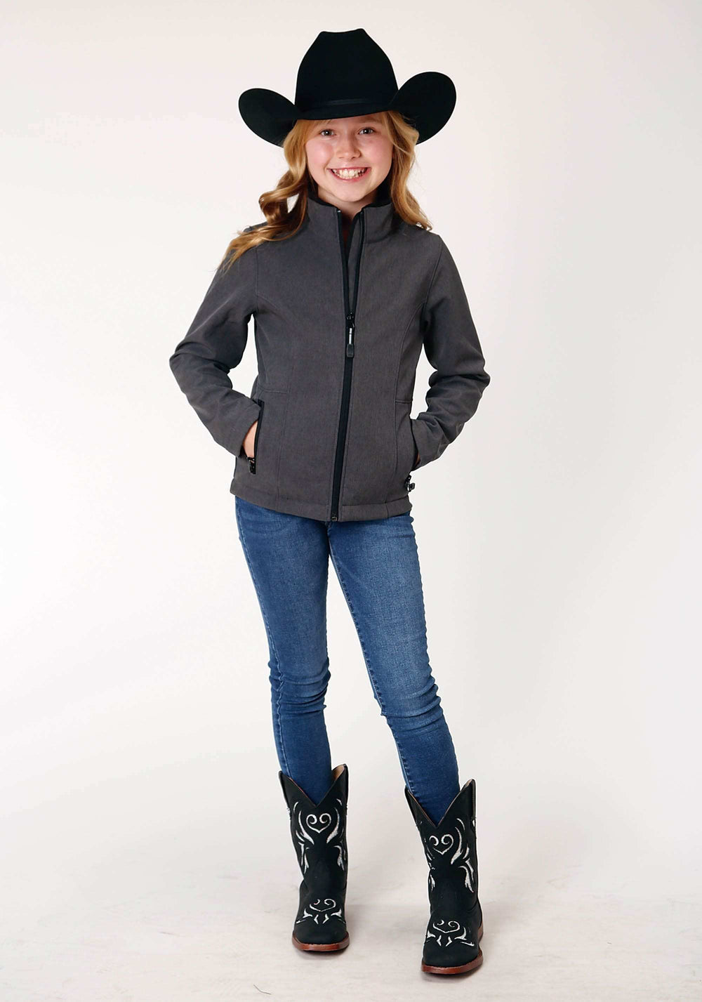 Roper Girls Heather Grey Softshell Tech Jacket - Roper - Flyclothing LLC