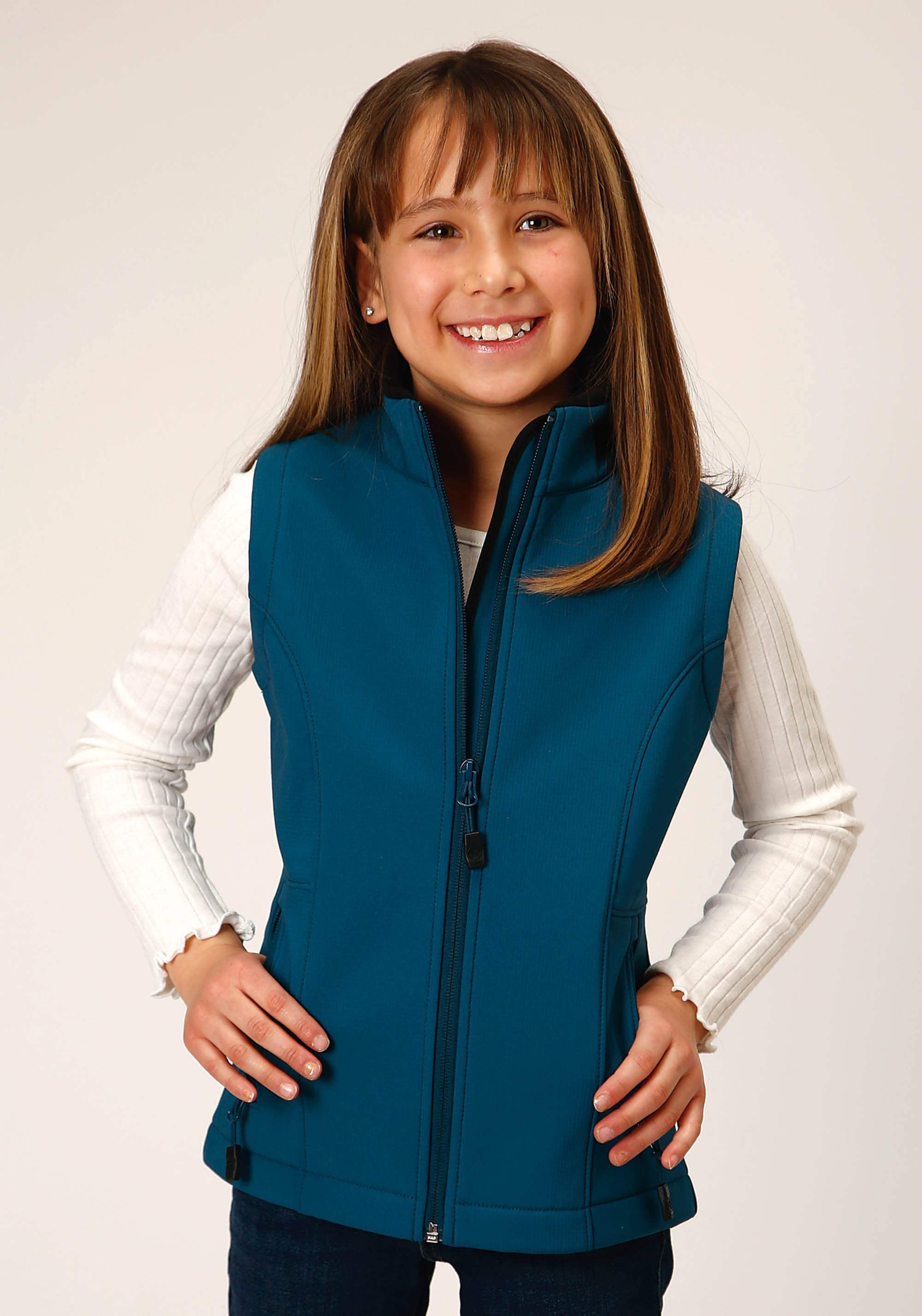 Roper Girls Deep Teal Grid Soft Shell Tech Vest - Roper - Flyclothing LLC