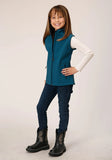 Roper Girls Deep Teal Grid Soft Shell Tech Vest - Roper