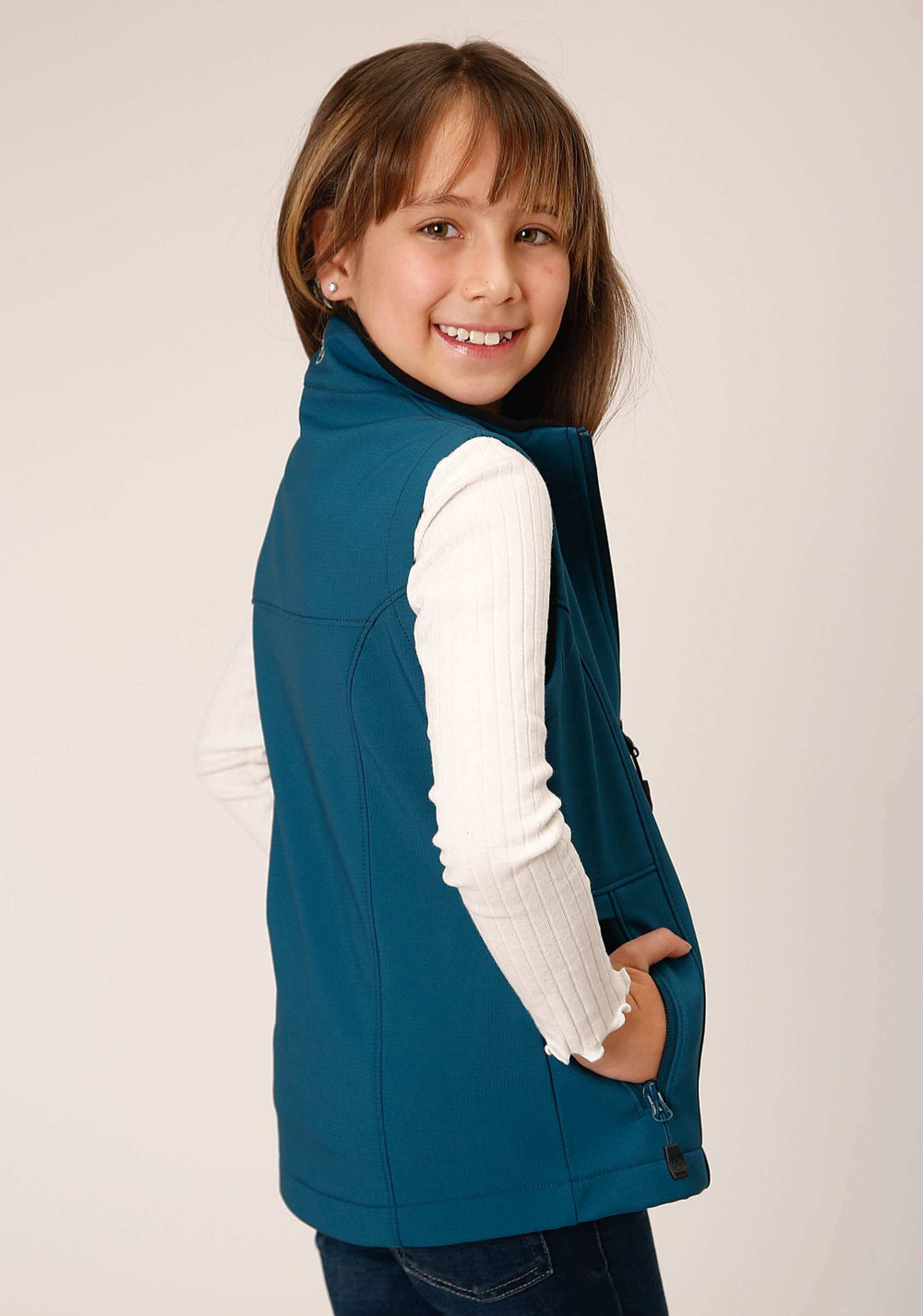 Roper Girls Deep Teal Grid Soft Shell Tech Vest - Roper - Flyclothing LLC