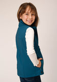 Roper Girls Deep Teal Grid Soft Shell Tech Vest - Roper