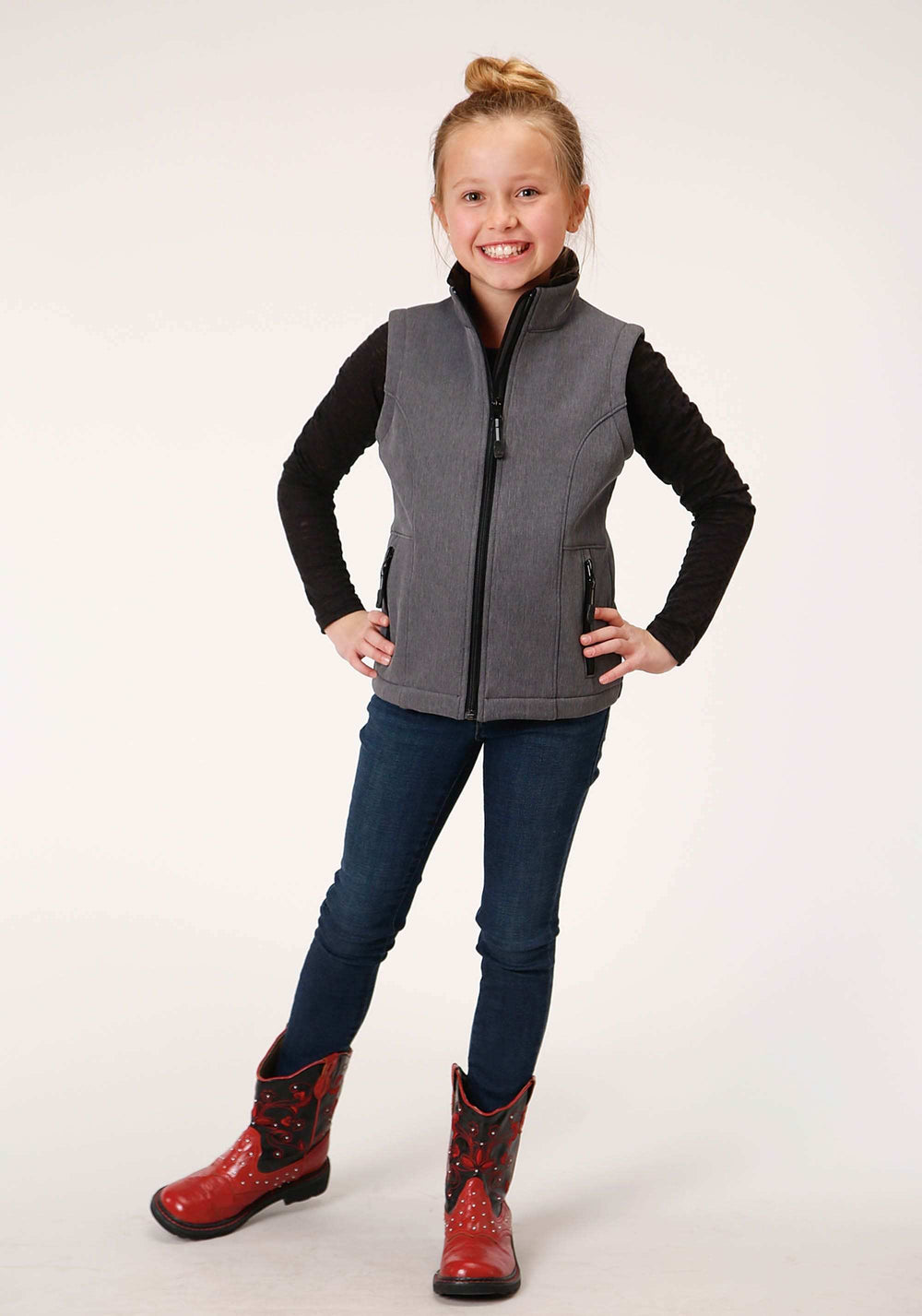 Roper Girls Heathered Grey Softshell Tech Vest - Roper - Flyclothing LLC