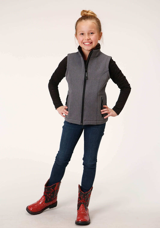 Roper Girls Heathered Grey Softshell Tech Vest - Roper - Flyclothing LLC