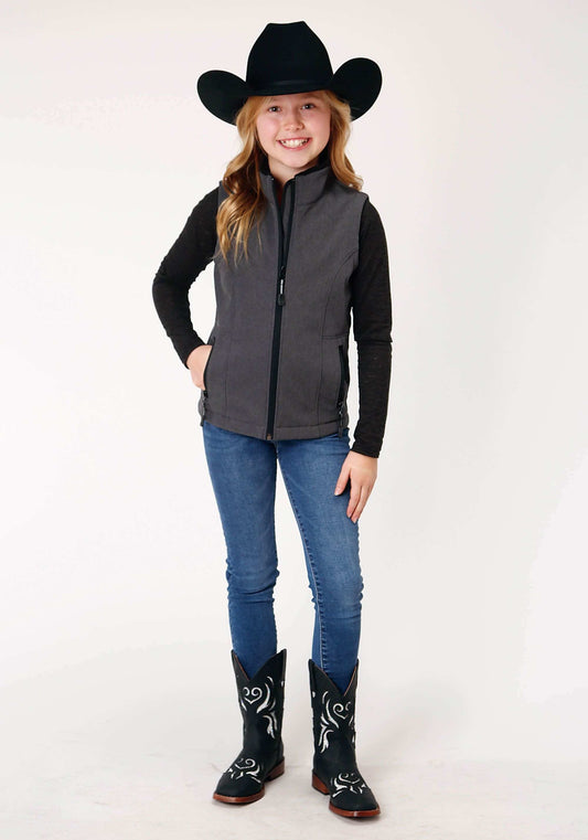 Roper Girls Heather Grey Softshell Tech Vest - Roper - Flyclothing LLC