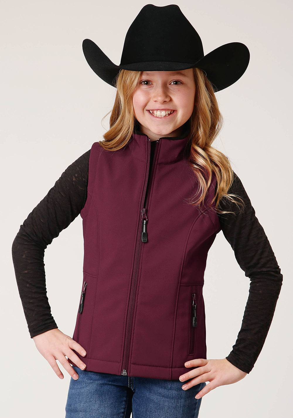 Roper Girls Wine Softshell Tech Vest - Roper