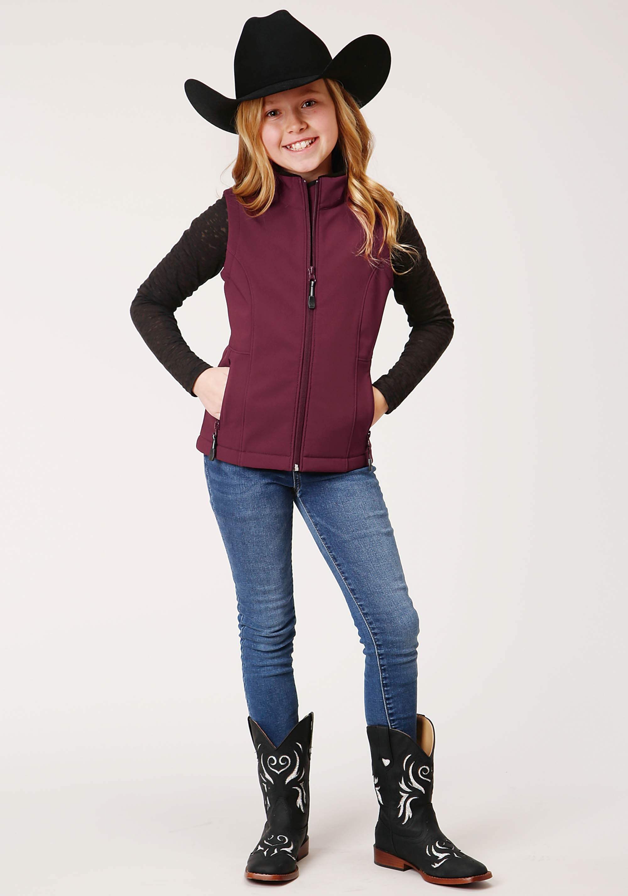 Roper Girls Wine Softshell Tech Vest - Roper - Flyclothing LLC