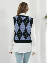 Skull Geometric V-Neck Sweater Vest - Trendsi - Flyclothing LLC