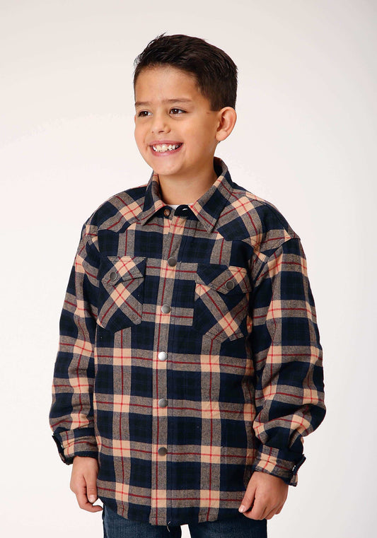 Roper Boys Long Sleeve Snap Cranberry Plaid Western Shirt Jacket - Roper - Flyclothing LLC