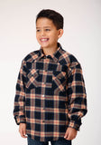 Roper Boys Long Sleeve Snap Cranberry Plaid Western Shirt Jacket - Roper