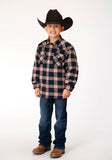 Roper Boys Long Sleeve Snap Cranberry Plaid Western Shirt Jacket - Roper