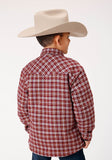 Roper Boys Long Sleeve Snap Cranberry Plaid Western Shirt Jacket - Roper
