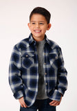 Roper Boys Long Sleeve Snap Cranberry Plaid Western Shirt Jacket - Roper