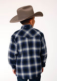 Roper Boys Long Sleeve Snap Cranberry Plaid Western Shirt Jacket - Roper