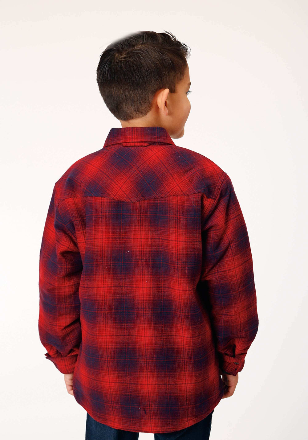 Roper Boys Long Sleeve Snap Cranberry Plaid Western Shirt Jacket - Roper - Flyclothing LLC
