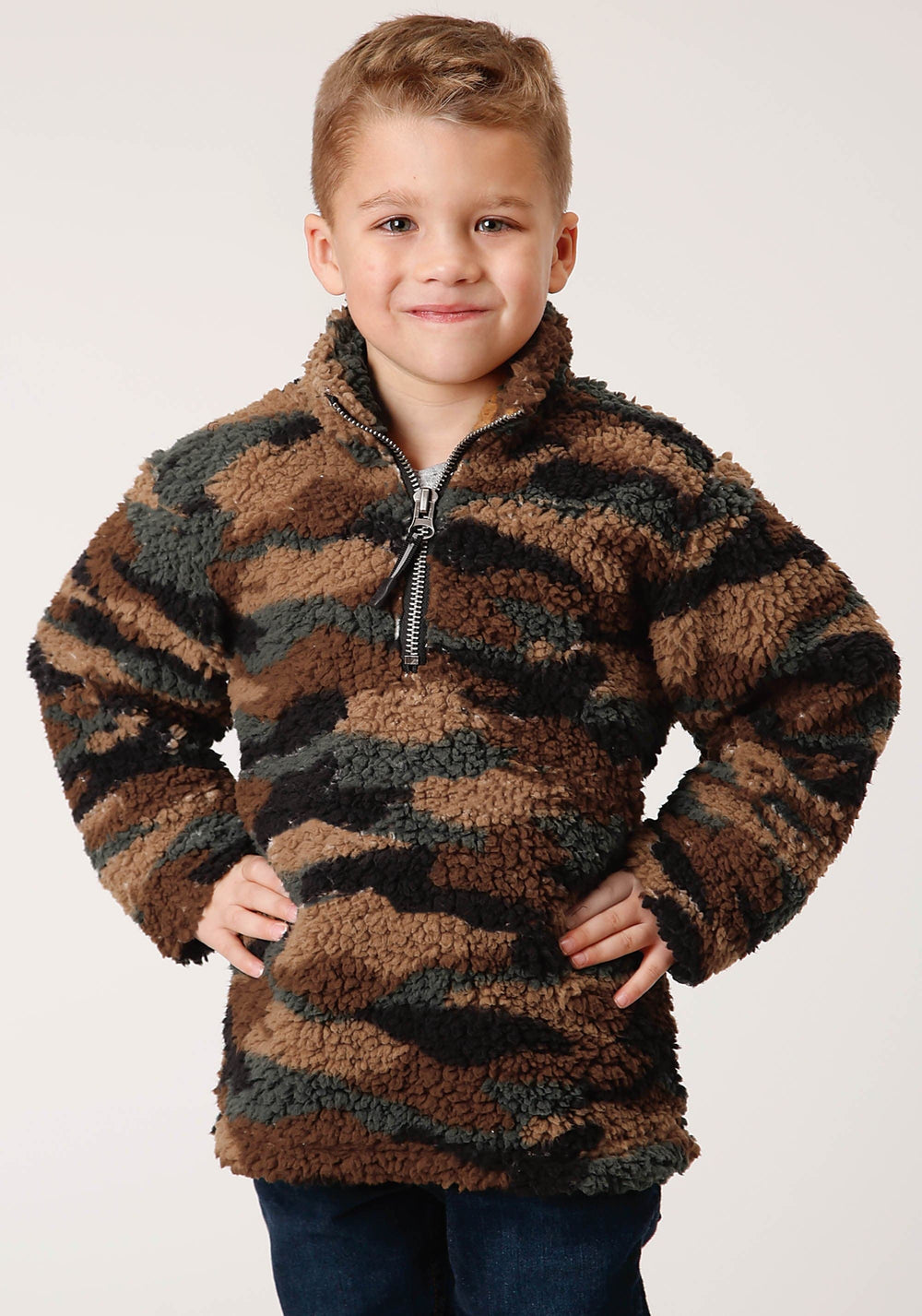 Roper Boys Polar Fleece Camo Print Pullover - Roper