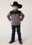 Roper Boys Polar Fleece Gry Micro Fleece 3 Qtr Zip Pullover - Roper